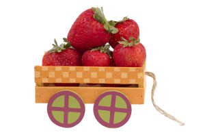 Strawberries in a Toy Cart